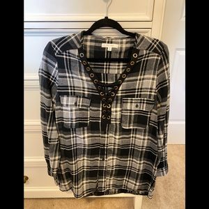 Flannel Lace Up Shirt